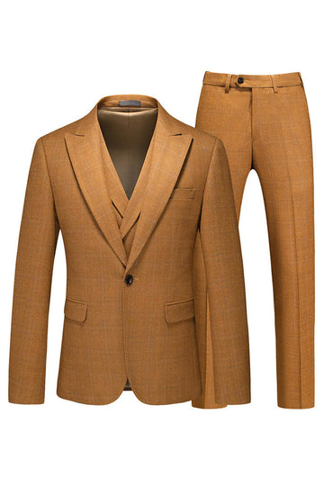 Caramel Peaked Lavers 3 Pièces Costumes de bal pour hommes